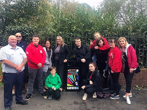 BYA members with one of the new litter bins