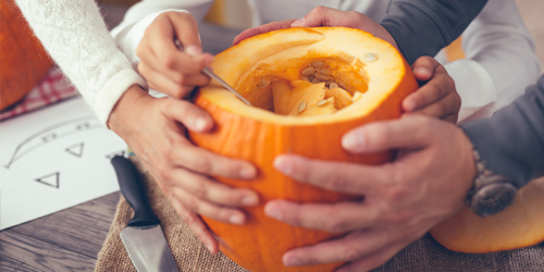 Carving a pumpkin