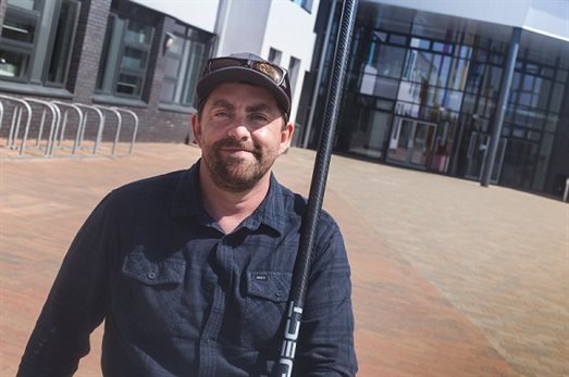 Dan Willmore outside Ysgol y Deri