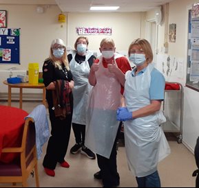 Cartref Porthceri staff waiting to be vaccinated