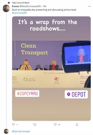 Emma Reed talking active travel at COPCymru