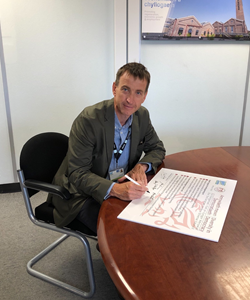 Rob signing Diverse Council declaration