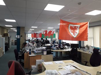 Finance Office Welsh flags