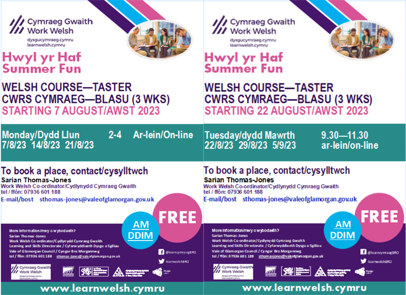 Welsh Work Taster Sessions Summer 2023