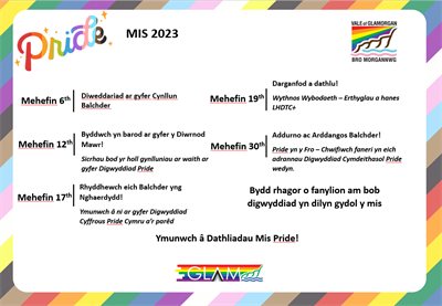 Pride Month Calendar Cymraeg