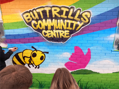 Buttrils community centre Hive Guys graffiti project