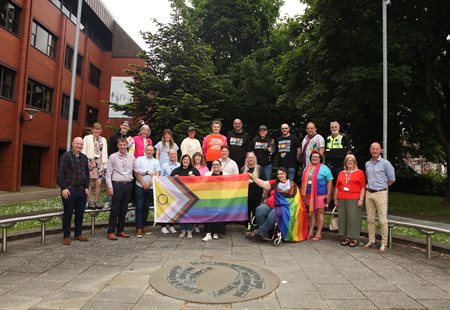 Pride Flag Raising with staff