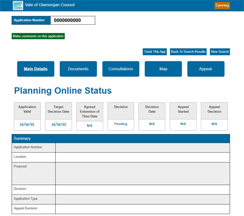 New planning register screenshot