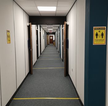 civic offices corridors with 2m markings