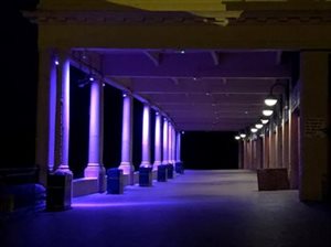 Purple lighting at Barry Island